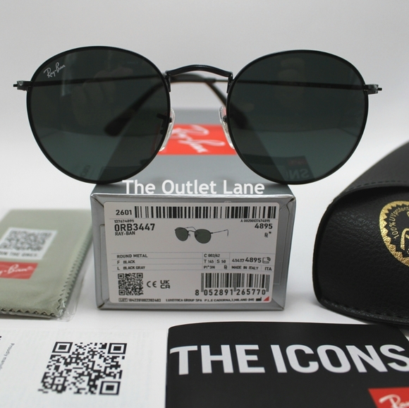 Model Display RayBan Round Metal All Black RB3447 - Picture 3 of 16